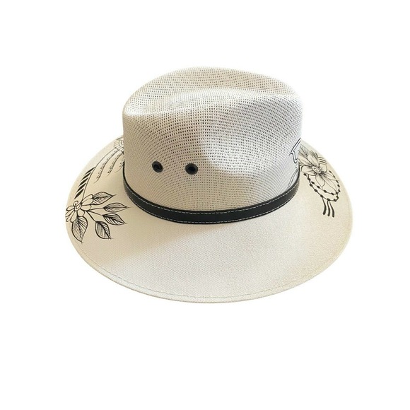 MEXICAN Artisanal Hat Hand Painted Fedora Floral Sombrero Panama Bohemian Large - Picture 5 of 9